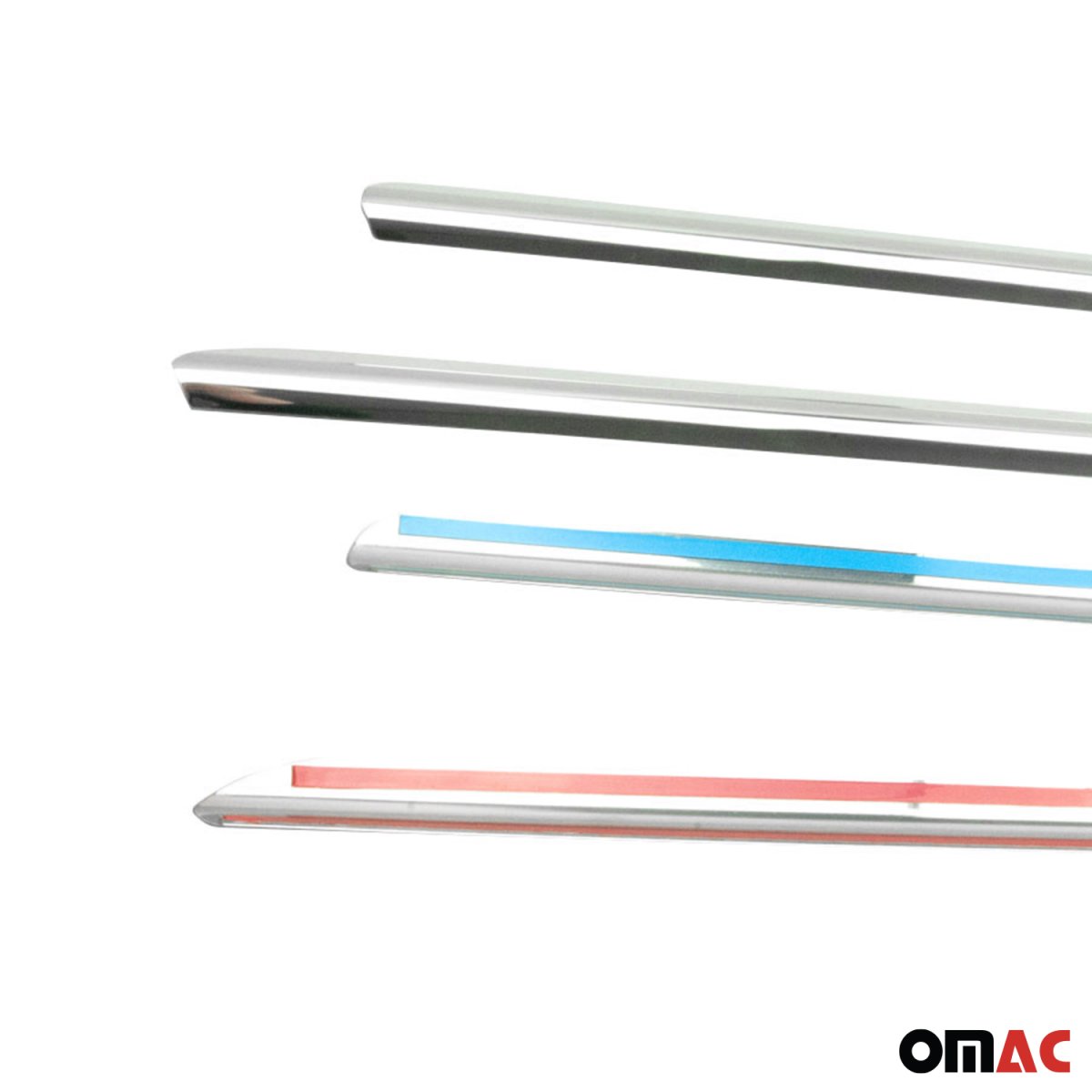 Mercedes-Benz E-Class W211 Window Trim - Omac - S.Steel - Gloss Silver - '03-'09